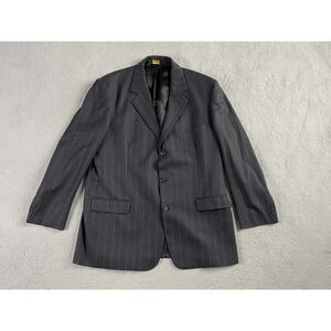 Brooks Brothers Suit Jacket 46 L Gray Wool Striped Brooksease Luxury Designer